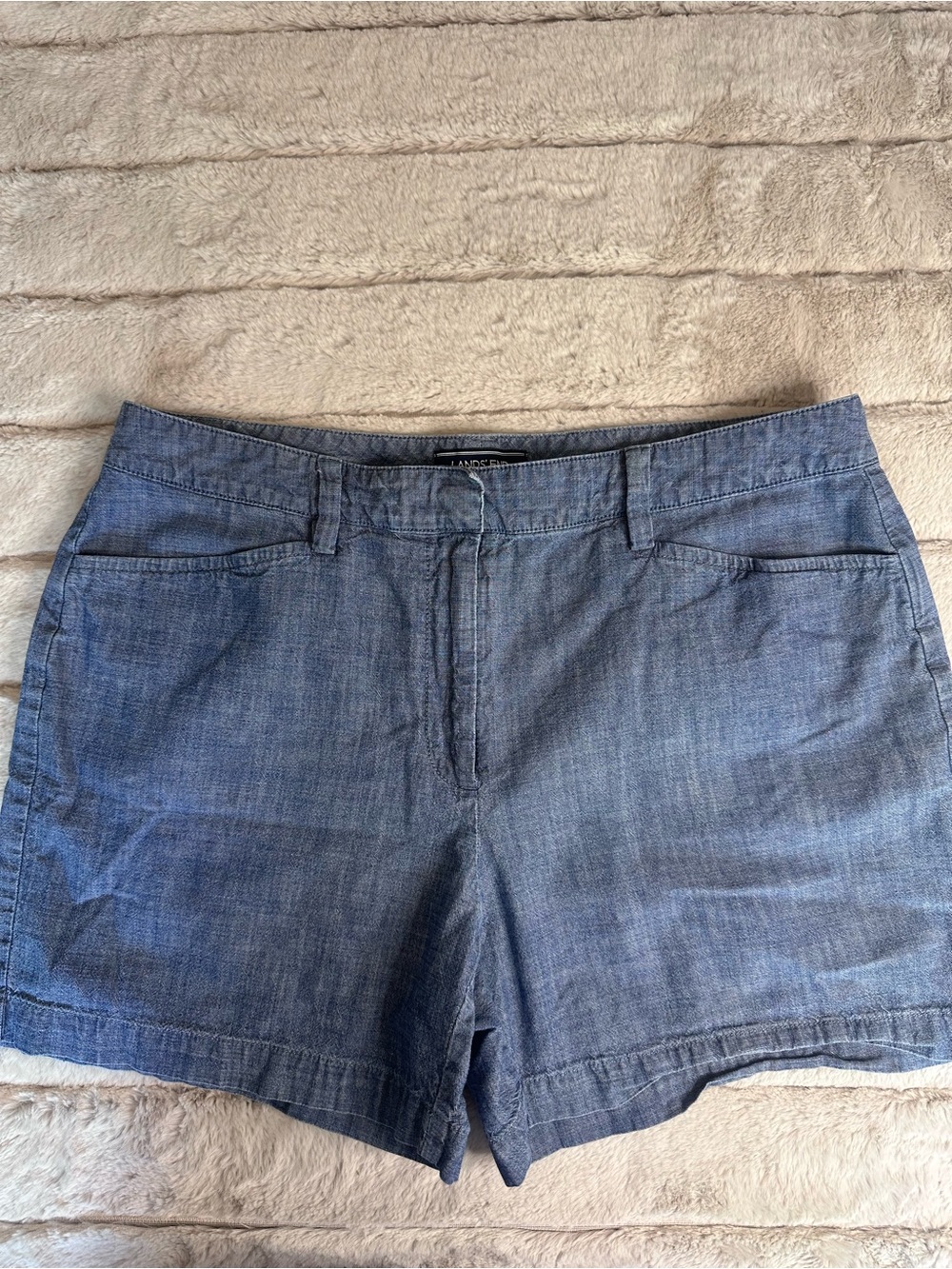Classic Land’s End Blue Chambray Shorts, Size 10